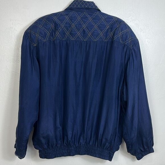 Fuda International Vintage Silk Blue Zip-Up Bomber Jacket Size XL - Picture 4 of 8
